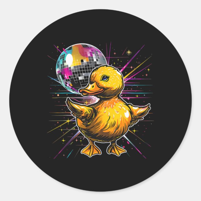 Sticker Rond Rubber Duck Disco Dancing Disco Ball Musique Rubbe (Devant)