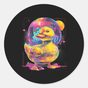 Sticker Rond Rubber Duck Disco Musique Danse Rubber Duckie Disq