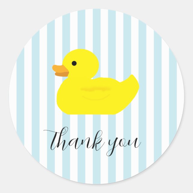 Sticker Rond Rubber Duck Party Blue Stripe (Devant)