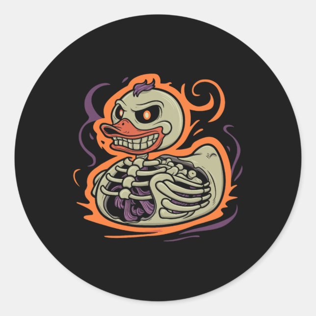 Sticker Rond Rubber Duck Skeleton Rubber Duckie Costume Party (Devant)