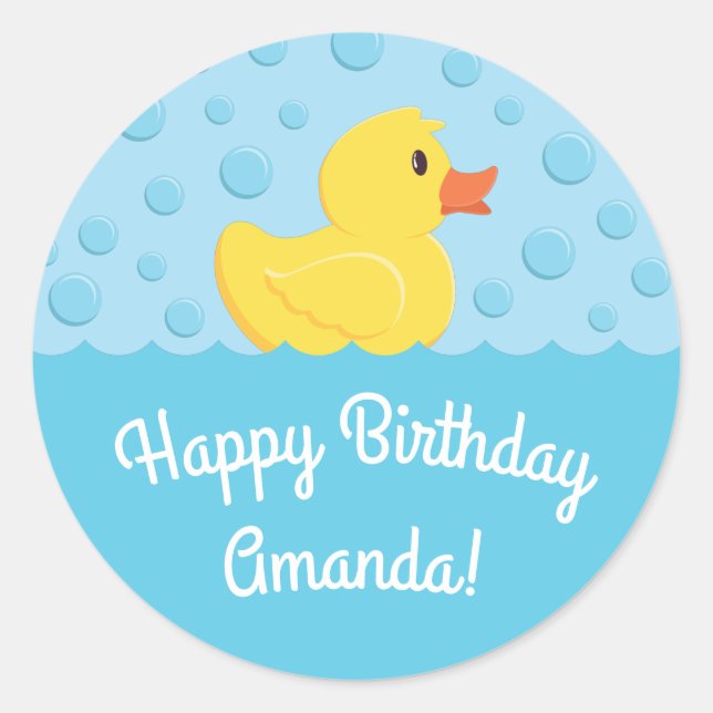 Sticker Rond Rubber Ducky 1er Anniversaire Fête Enfants bébé (Devant)
