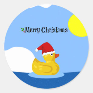 Sticker Rond Rubber Ducky nage de Noël