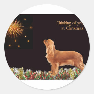 Sticker Rond Ruby Christmas Cavalier