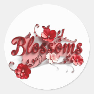 Sticker Rond Ruby Red Script Blossoms