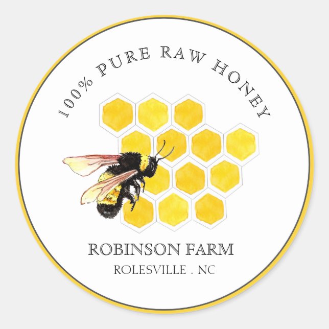 Sticker Rond Ruche d'abeilles et d'apicultteurs de miel (Devant)