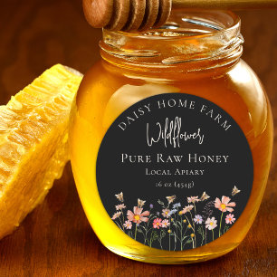 Sticker Rond Rucher de miel personnalisé d'abeille de fleurs sa