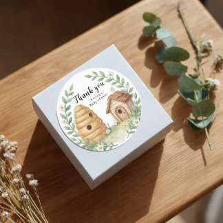 Sticker Rond Ruchers floraux et petit merci Bee