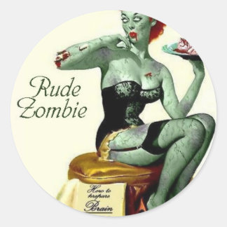 Sticker Rond Rude Zombie "La première bouchée"