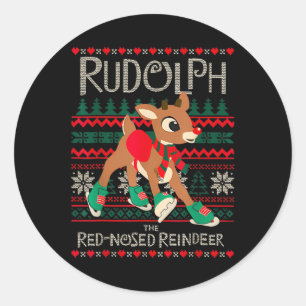 Sticker Rond Rudolph au nez rouge pour hommes femmes enfants C