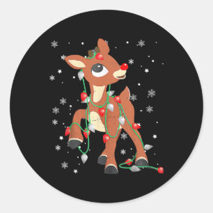 Sticker Rond Rudolph Le Renne Rouge Pour Enfants Et Noël