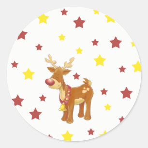 Sticker Rond Rudolph, les étoiles de Noël des rennes à nez roug