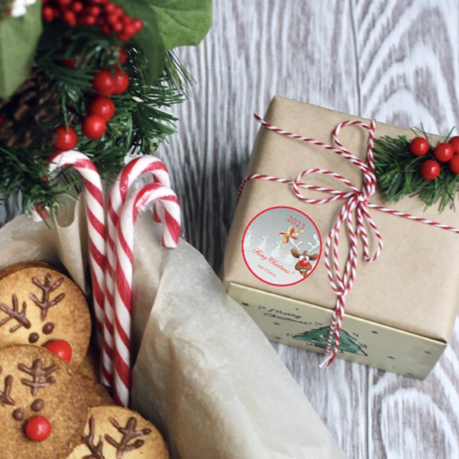 Sticker Rond Rudolph neige de Noël (Créateur téléchargé)