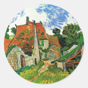 Sticker Rond Rue du village d'Auvers par Vincent Van Gogh