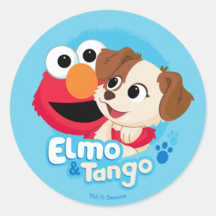 Sticker Rond Rue Sésame Badge Elmo & Tango