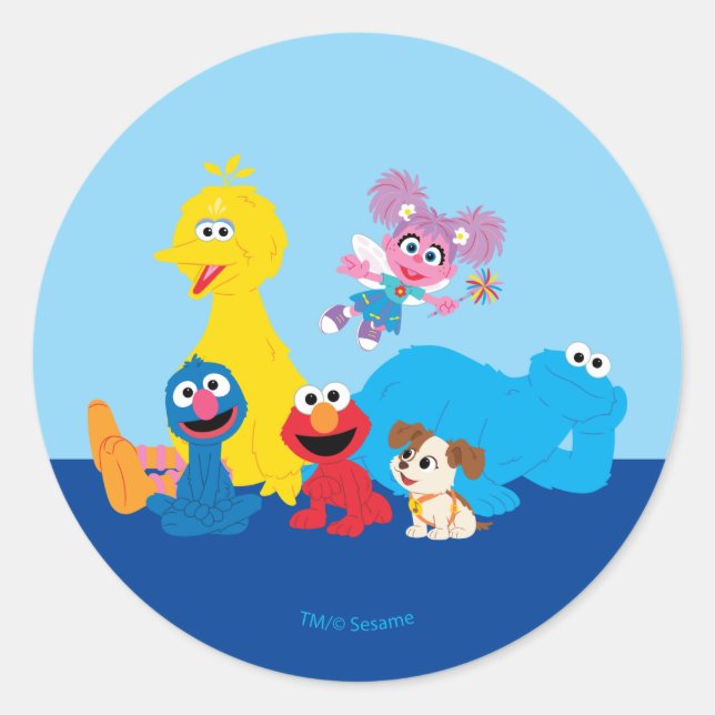 Sticker Rond Rue Sésame | Coloré Sesame Street Pals (Devant)