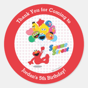 Sticker Rond Rue Sésame Elmo et Pals - Ballons d'anniversaire