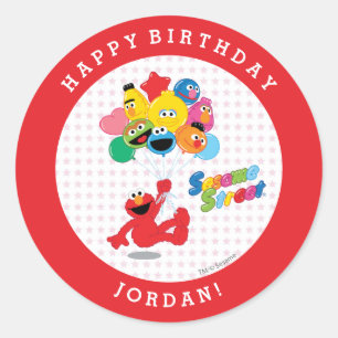 Sticker Rond Rue Sesame Elmo & ses amis Anniversaire