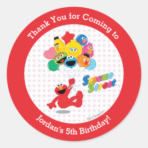 Sticker Rond Rue Sesame Elmo & ses amis Anniversaire