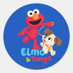 Sticker Rond Rue Sésame   Elmo & Tango en course