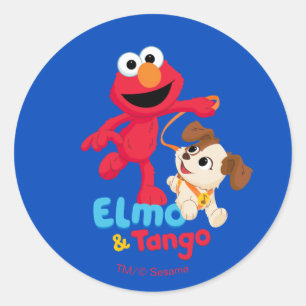 Sticker Rond Rue Sésame   Elmo & Tango en course