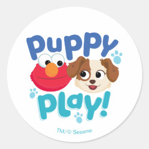 Sticker Rond Rue Sésame Puppy Play Elmo & Tango