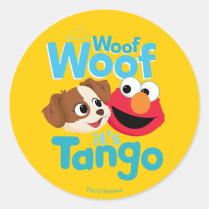 Sticker Rond Rue Sésame Woof Woof It's Tango & Elmo