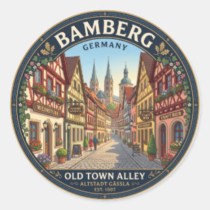 Sticker Rond ruelle de la vieille ville de Bamberg Allemagne