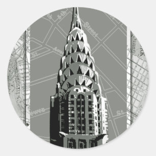 Sticker Rond Rues de New York avec l'Empire State Building