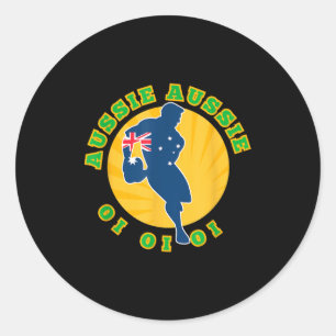 Sticker Rond Rugby Australie, Wallabies Aussie Aussie Aussie Oi