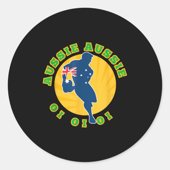 Sticker Rond Rugby Australie, Wallabies Aussie Aussie Aussie Oi (Devant)