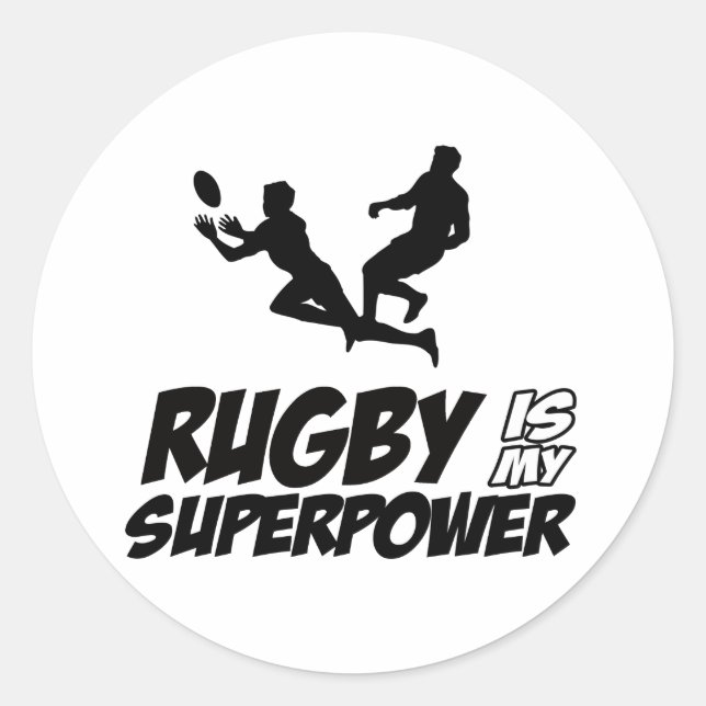 Sticker Rond Rugby ma super puissance (Devant)