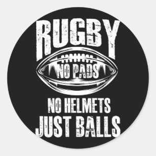Sticker Rond Rugby No Pads No Casques Just Balls American Footb