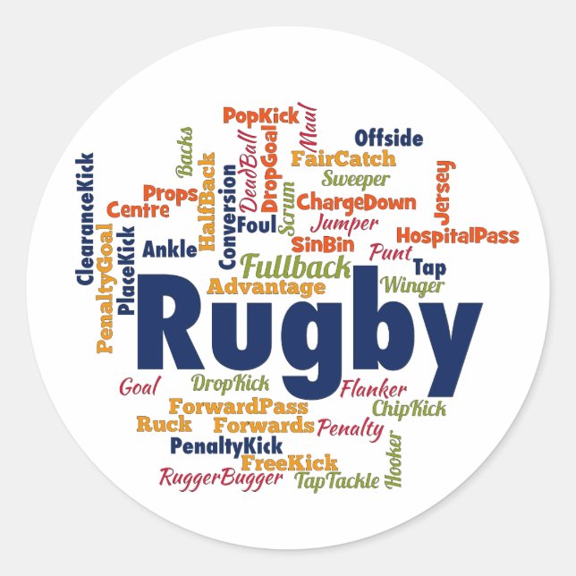 Sticker Rond Rugby Word Cloud (Devant)