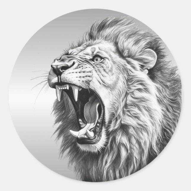 Sticker Rond Rugissement du Lion  (Devant)