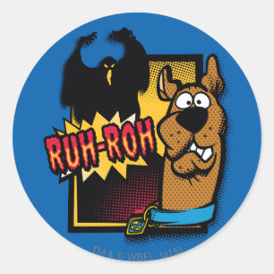 Sticker Rond Ruh-Roh Scooby-Doo et un fantôme