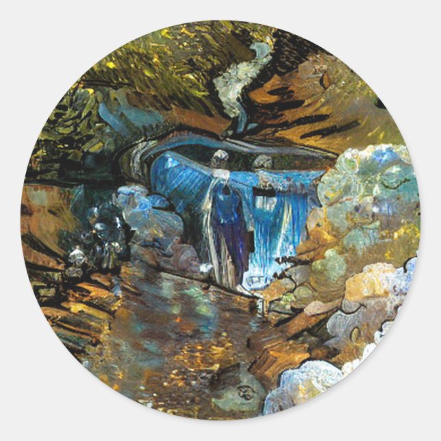 STICKER ROND RUISSEAU CASCADE (Devant)