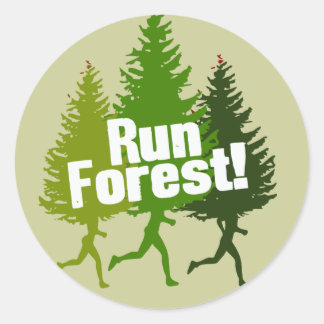 Sticker Rond Run Forest, Protégez le Jour des terres