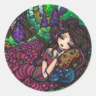 Sticker Rond "Runaway Princess" Fairy Dragon Imaginaire Forest