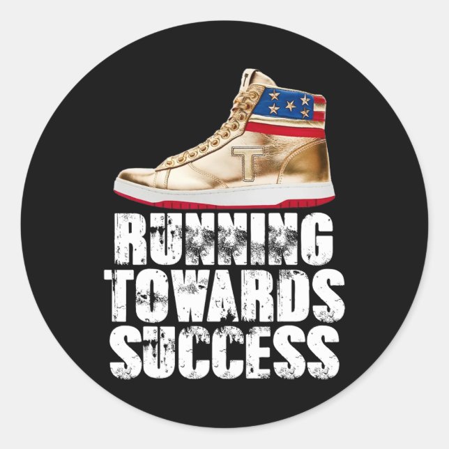 Sticker Rond Running Towards Success Trump Sneakers Republican  (Devant)