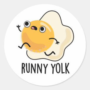 Sticker Rond Runny Yolk Funny Food Egg Pun