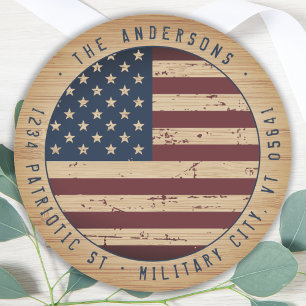 Sticker Rond Russe American Flag - Adresse de retour militaire