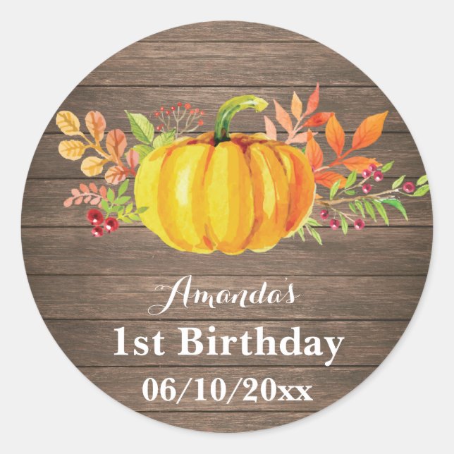 Sticker Rond Russe Automne Citrouille Anniversaire Merci (Devant)
