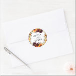Sticker Rond Russe Boho Sunflower Bourgogne Floral Mariage de a<br><div class="desc">Sticker rond Rustique Boho Sunflower Bourgogne Floral Mariage de automne Classic</div>