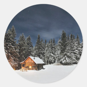 Sticker Rond Russe Cabine neige hiver