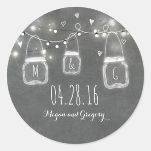 Sticker Rond Russe Chalkboard Mason Jar Mariage
