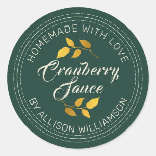Sticker Rond Russe fait maison Thanksgiving Sauce de canneberge