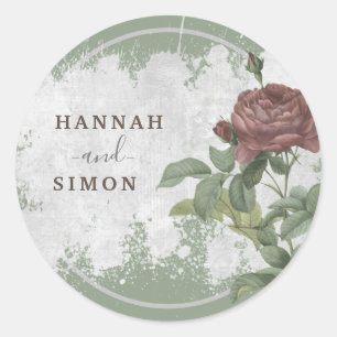 Sticker Rond Russe Floral Bourgogne Marsala Moderne Minimaliste