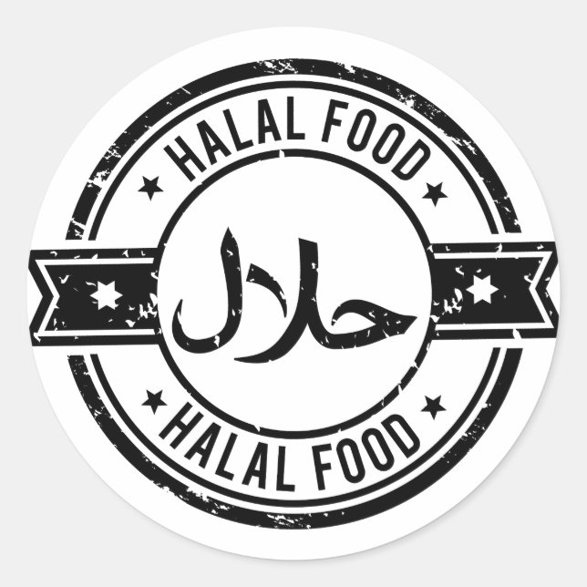 Sticker Rond Russe Halal Food Anglais Arabe Affaires (Devant)