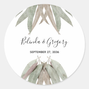 Sticker Rond Russe Mariage feuille Eucalyptus