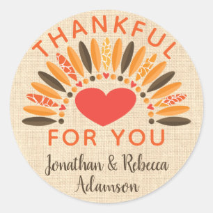 Sticker Rond Russe "Merci pour vous" Thanksgiving